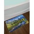 thumbnail image 2 of Outdoor Bath Mat, Snowy Mountains Evergreen Spruce Reflected in Lake City Park Chamonix France, Non-Slip Plush Mat Bathroom Kitchen Laundry Room Decor, 29.5 X 17.5 Inches, Blue Green White, Ambesonne, 2 of 2
