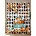thumbnail image 4 of Fall Shower Curtain Pumpkin Harvest Shower Curtains for Bathroom Thanksgiving Decor, Waterproof Polyester Shower Curtain Set with Hooks, Standard Size 72" x 72" Maple Leaf Truck Black Plaid, 4 of 6