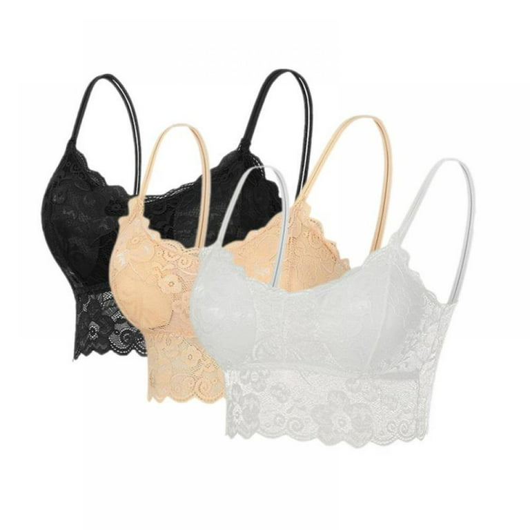 Lace Bralette for Women, Lace Bralette Padded Lace Bandeau Bra with Straps  for Women Girls