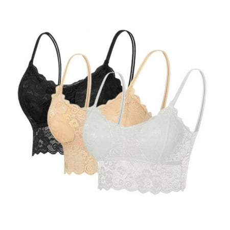 

Baywell Padded Bralettes for Women Sexy Lace Bralettes for Women Pack of 3 Bandeau Bras for Women Girls S
