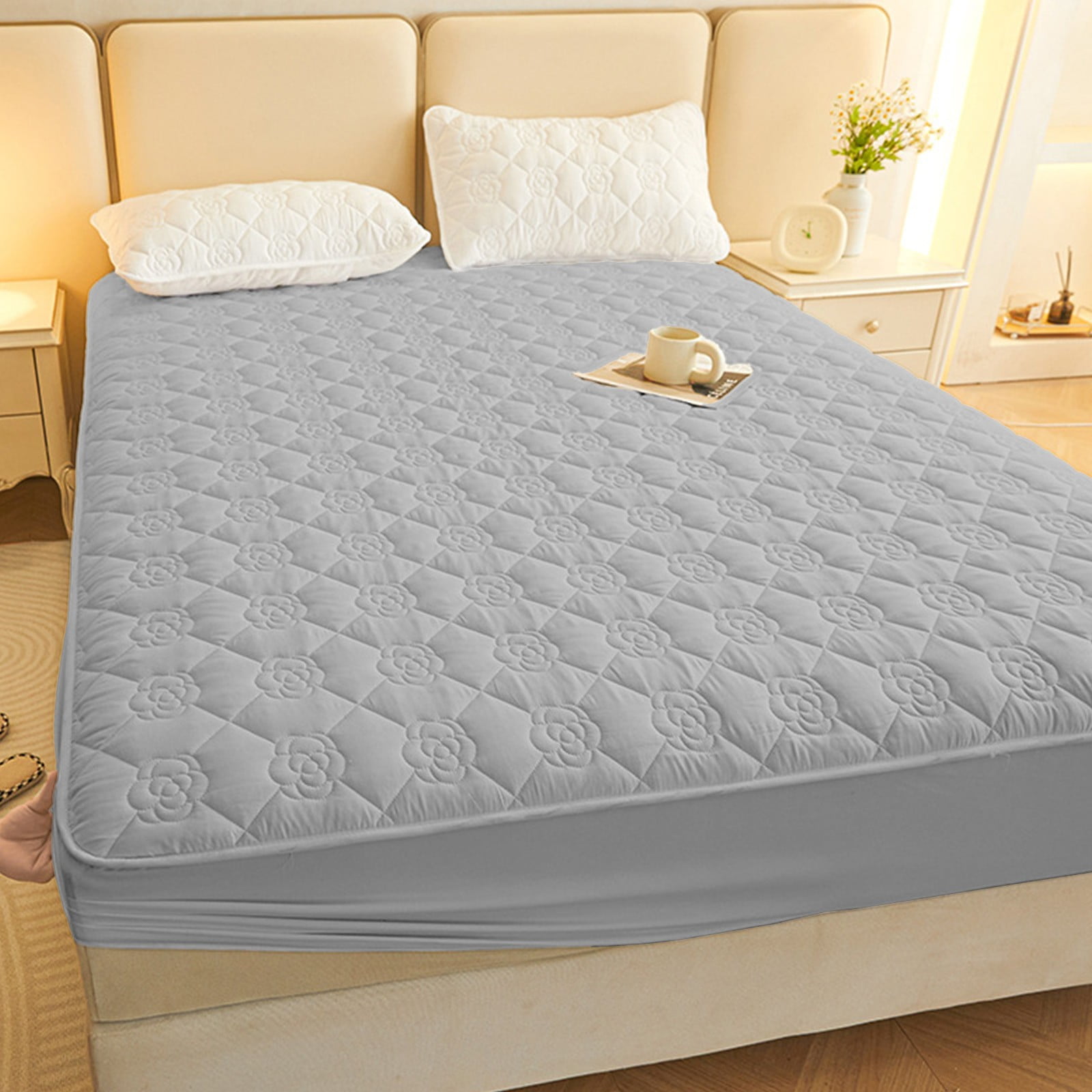 Tgbvmt Waterproof Fitted Bed Sheet Soft Polyester Mattress Protector 180x200cm Breathable Washable Bed Cover for Home Hotel Dormitory Bedroom Comfort Ideal for All Seasons and Daily Use