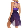 thumbnail image 4 of LiiYii Women Sleeveless Lyrical Dance Costume Halter Neck Color Block Flowy Leotard Dress Modern Dark Purple M, 4 of 7