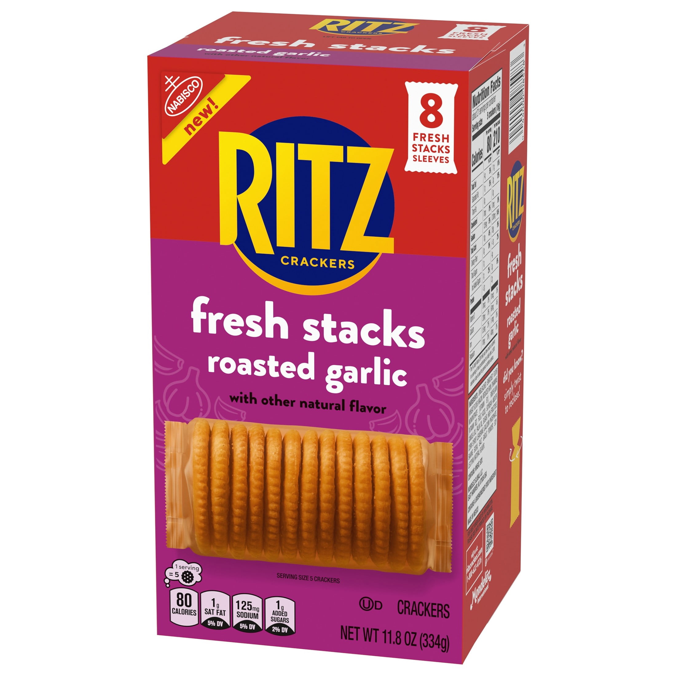 RITZ Fresh Stacks Roasted Garlic Crackers, Travel Snacks, 11.8 oz