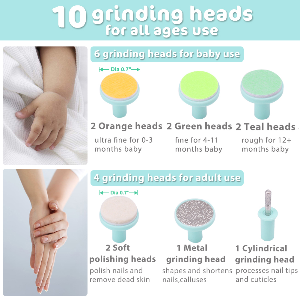 LANNEY Baby Electric Nail File with 10 Grinding Heads photo 3