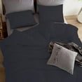 thumbnail image 2 of 1 Pcs Duvet Cover 100% Egyptian Cotton 1000 Thread Count with Zipper Closure & Corner Ties - Oversized Queen Size (98" x 98") Inch, Black Solid, 2 of 5