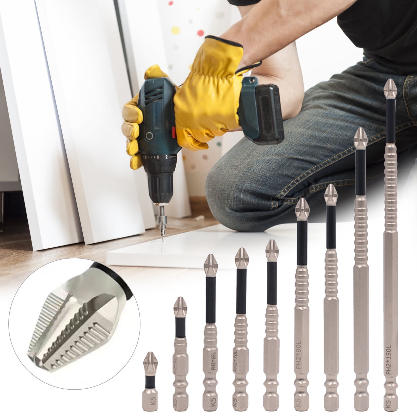 YUNAFFT High Magnetic Screwdriver Drill Bit Set, Drill Bits, Non-Slip Magnetic Electric Precision Alloy Steel Screwdriver Set
