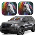 thumbnail image 6 of Kdxio Colorful Haired White Horse Print 2-Piece Sun Shade Front Windshield - Foldable Car Front Window Sunshades for Most Sedans SUV Truck, 6 of 6