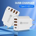 thumbnail image 4 of Cabezal De Adaptador De Carga Para Teléfono Inteligente 3Usb + Pd20W Cargador De Teléfono Tipo C Adaptador De Carga Para Teléfono Inteligente (Enchufe De La Ue Blanco), 4 of 5