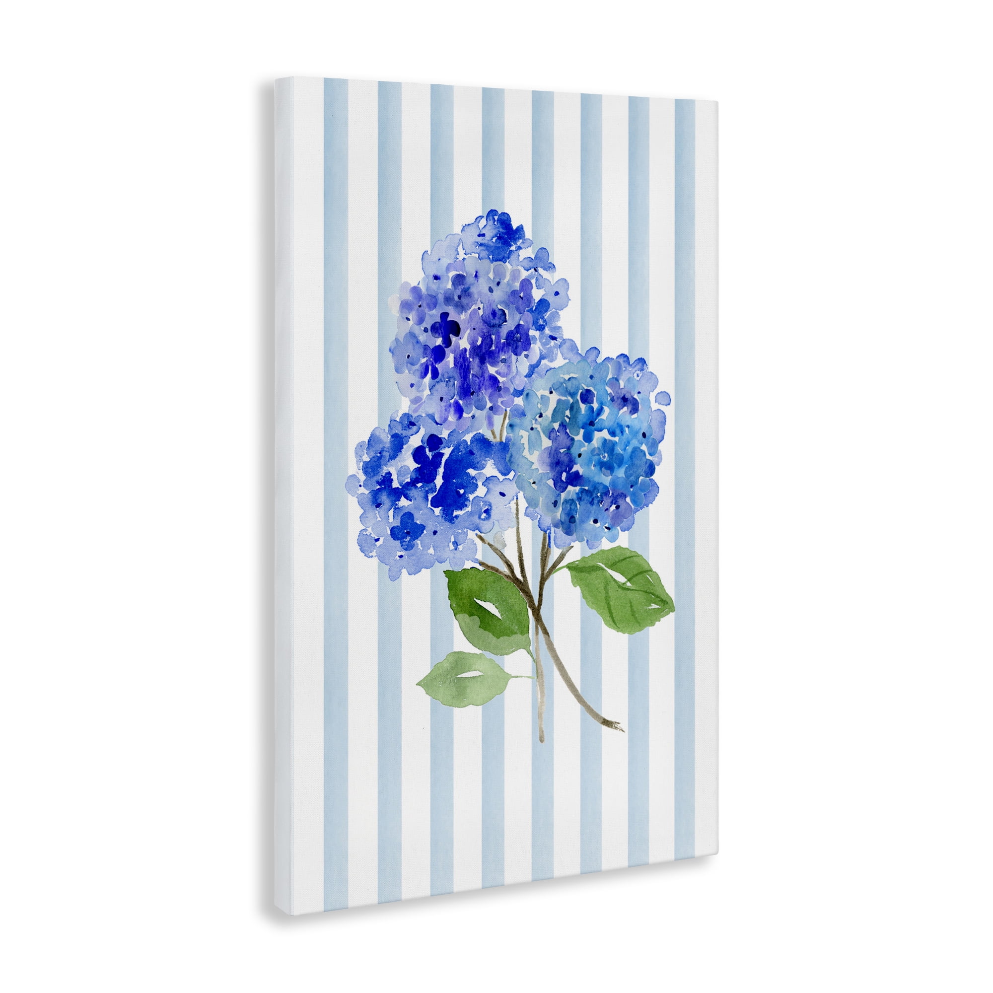 Stupell Industries Blue Hydrangeas over Stripes Canvas Wall Art, design by Corinne Haig