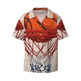 thumbnail image 2 of Lsque Basketball Shot print Men's Cuban Collar Short Sleeve Shirt Summer Beachwear Casual Button Down Fashionable Vacation Leisure Shirt-4X-Large, 2 of 7