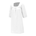 thumbnail image 5 of Baqcunre Casual Dresses for Women Women's French Square Collar Cotton Linen Dress Five Point Sleeve Puffed Sleeve Casual Dress Dresses for Women 2024 Summer Dresses for Women 2024 Womens Dresses, 5 of 9