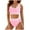 Pink, variant on Huowey Women Swimwear High Waisted Bikini Sets Sporty 2PCS Swimsuit Color Block High Cut Bathing Suits Resort Swim Wear Honeymoon Cruise Trendy Wear
