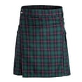 thumbnail image 2 of Isvgxsz Trousers for Men Clearance Men Casual Fashion Have Pockets Plaid High-Waisted Skirt Pleated Skirt Short Skirt Fall Savings Green, 2 of 9