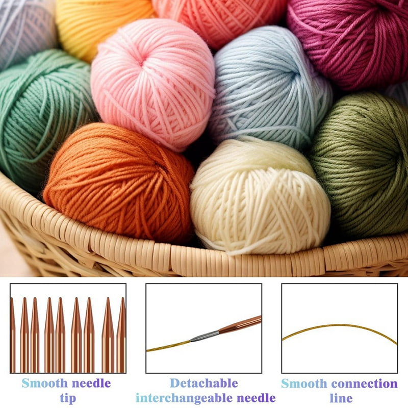 13 Pairs of Interchangeable Circular Knitting Needles Set, Circular Knitting Needles, Kn ma491