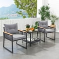 thumbnail image 1 of Costway 3 PCS Outdoor Conversation Set with 2-Layer Side Table Acacia Wood Armrests, 1 of 9