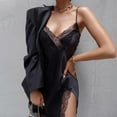 thumbnail image 1 of Vestido lencero sexy JM negro asimétrico L, 1 of 4