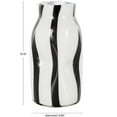 thumbnail image 3 of DecMode 12" Concaved Round White Glass Vase with Black Stripes, 3 of 9