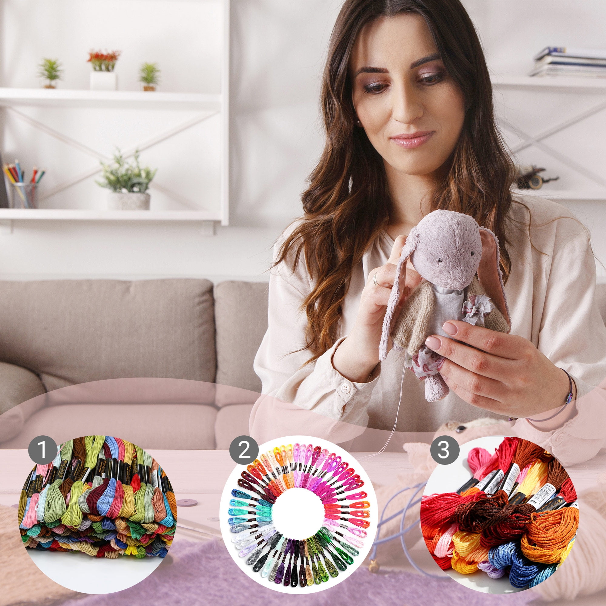 Embroidery Thread Friendship Bracelet String Premium Rainbow Color Floss Bobbins Needl Epoint thread Variegated Floas  for Cross Stitch, Hand Embroidery, String Art