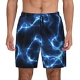 thumbnail image 3 of Uemuo Blue Lightning Pattern Mens Swim Trunks Quick Dry Board Shorts with Mesh Lining, Stretch Beach Shorts Quick Dry No-Chafing Board Shorts-, 3 of 9