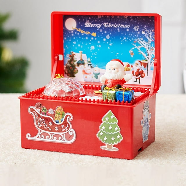 Christmas Style Music Box Beautiful Plastic Creative Santa Claus Decor LED Music Box for Party