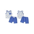 thumbnail image 2 of BemeyourBBs Toddler Boys Summer Clothes 2 Pieces Outfits Sailboat Tree Dinosaur Print Tank Top with Elastic Waist Shorts Set Toddler Boys Summer Beach Outfit, 2 of 9