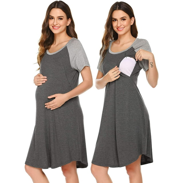Chemise de Nuit 3 en 1 pour Accouchement/travail/allaitement, Robe de Maternité/hôpital pour Femmes/vêtement de Nuit pour l'Allaitement
