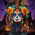 thumbnail image 5 of Jsaierl Womens Halloween Shirts Cute Witch Graphic Tees Vintage Work V Neck T-Shirts Short Sleeve Dressy Casual Blouse Tops Halloween Party Supplies,Sizes S-2XL, 5 of 7