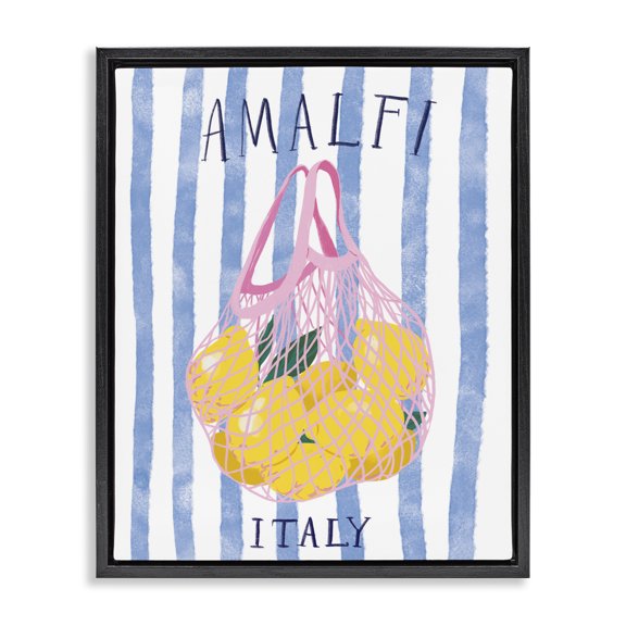 Stupell Industries Amalfi Italy Lemons Food & Beverage Painting Black Floater Framed Canvas Art Print Wall Art, 17 x 21