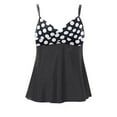 thumbnail image 4 of Tankini Swimsuits for Women 2Pcs Set Polka Dot Printed Swim Dress Comfortable Loose Fashion Swimsuit Tops Black L, 4 of 4