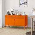 thumbnail image 7 of Elegant Metal Storage Cabinet, Accent Cabinet with 2 Doors and Shelves,Multipurpose 2 Tier Low Metal Locker Storage for Home and Office,Orange, 7 of 7