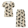 thumbnail image 5 of DISNIMO Crow Printed Pajama Set for Women, Comfy 2 Piece Pjs Set Round Neck Tops and Capri Pant Sleepwear with Pockets, S, 5 of 7