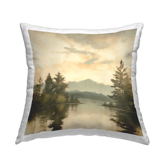 Stupell Industries Misty Trees on Lake Decorative Printed Throw Pillow, 18 x 18