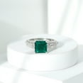 thumbnail image 6 of Rosec Jewels Womens 2.4 CT Princess Cut Created Emerald Solitaire Ring with Diamond in Vintage Style, 10K White Gold, US 11.50, 6 of 8