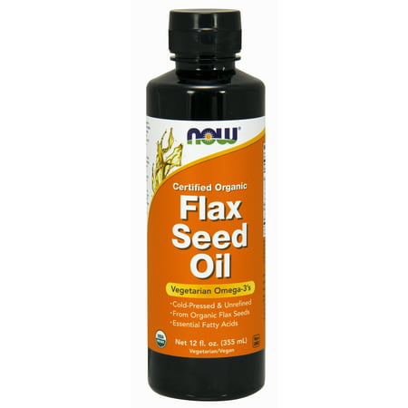 NOW Supplements, Certified Organic Flax Seed Oil Liquid, Cold-Pressed and Unrefined,