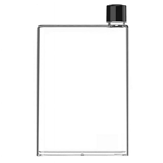 Botella de agua plana, delgada, reutilizable, transparente, 420 ml, cabe en una esquina aleatoria del bolsillo. Taza portátil transparente para la escuela, deportes y viajes