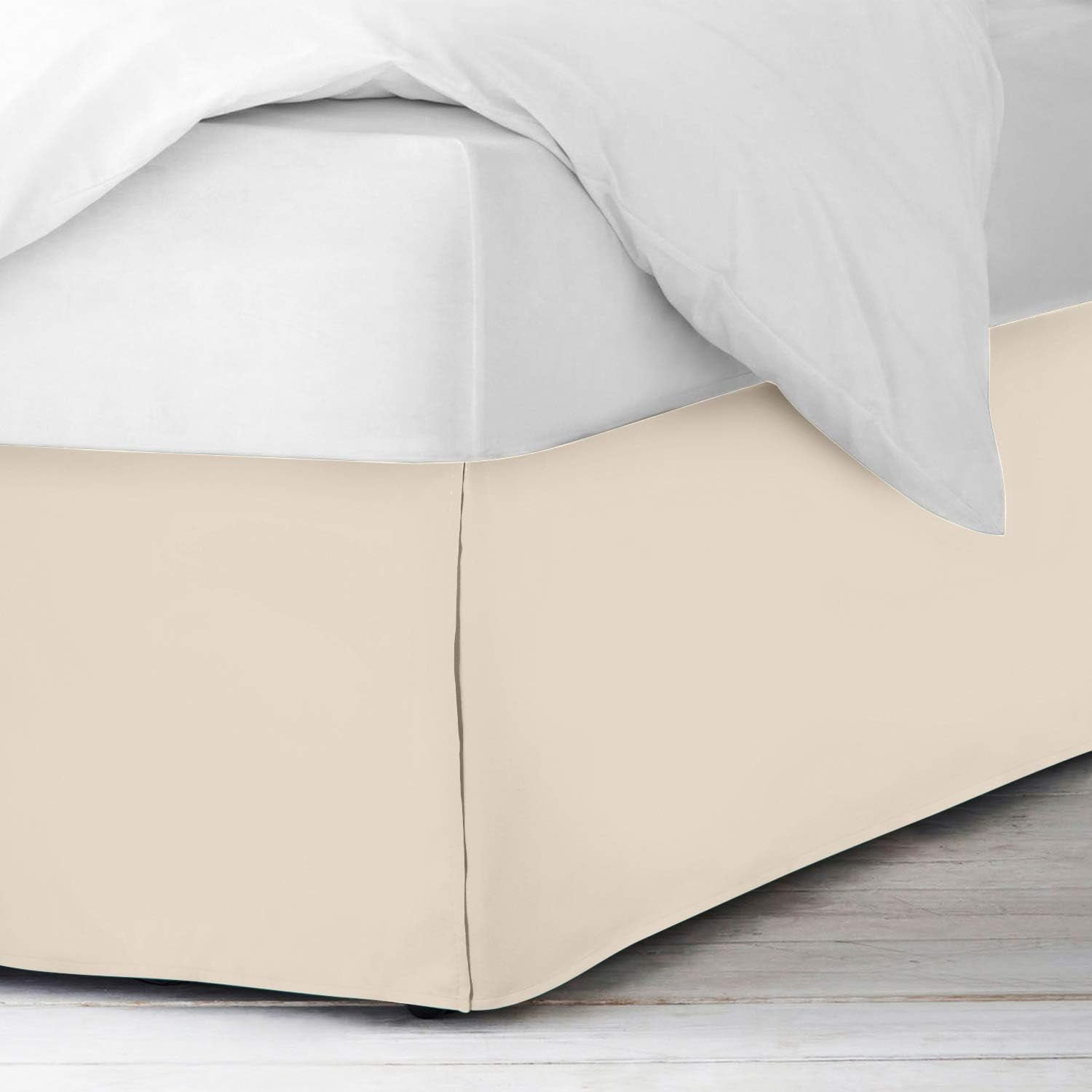 600 Thread Count Egyptian Cotton Split Corner Bed Skirt – 14-Inch Drop, Tailored Fit 1-PC Bed Skirt, Emperor, Ivory