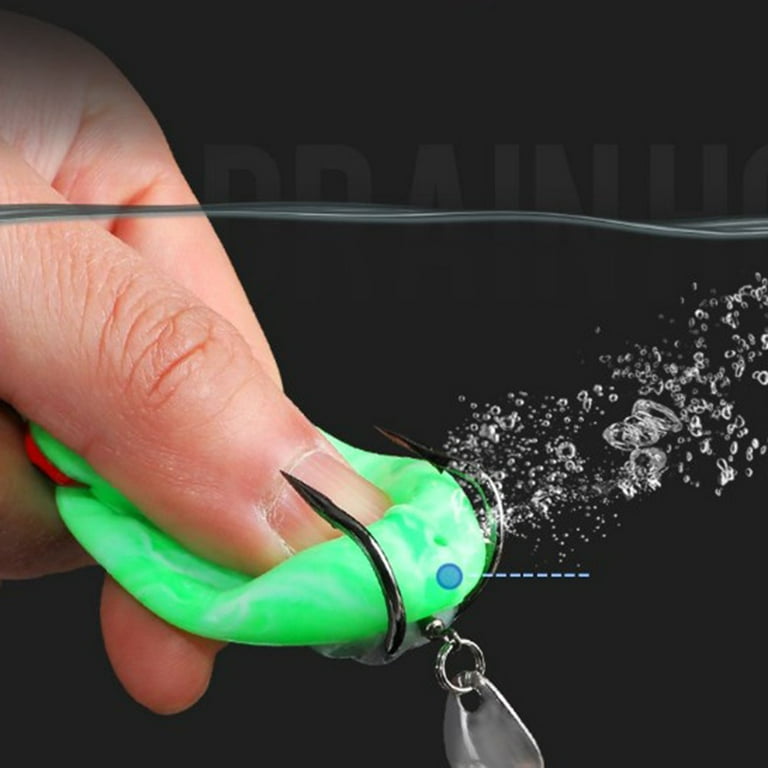 Double Propeller Frog Soft Baits Lure Topwater Ray Frog Artificial Baits, Size: Green