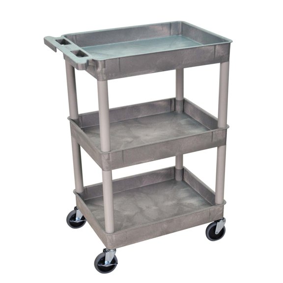 Offex STC111-G Multipurpose 3 Shelves Tub Cart- Gray