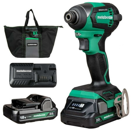 Metabo HPT 18V MultiVolt Cordless Brushless Impact Driver Kit, Compact Lightweight Impact Driver Set with 2 Lithium-Ion Metabo Batteries, Charger, 1/4-Inch Quick Change Chuck, High Torque, WH18DEX