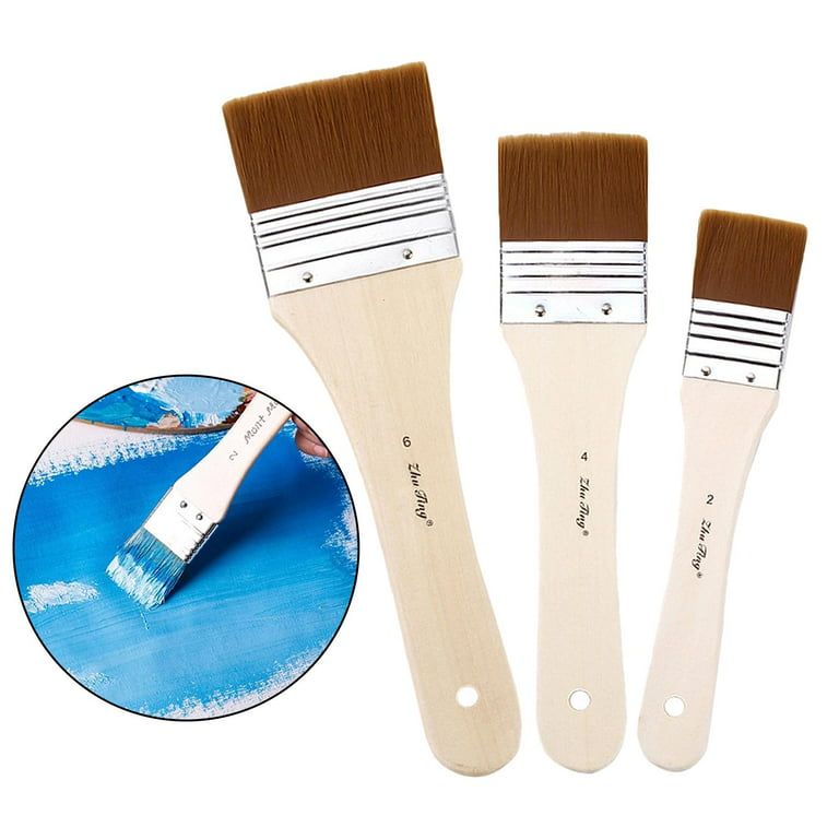 3pcs Paint Brushes Set Nylon Brush for Oil Watercolor Painting Brushes with  Wood Handle Paint Brush 