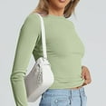 thumbnail image 4 of ManxiVoo Chandail Femme à Manches Longues Col Rond Ajusté Basique pour Extérieur Sport Confortable Extensible Flexible Taille m Vert, 4 of 6