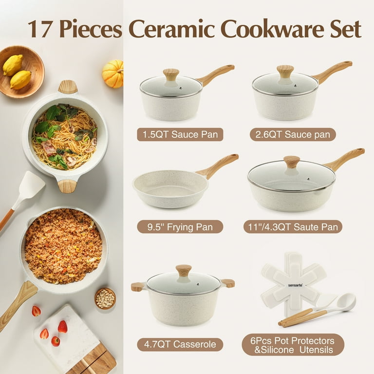 6Pcs Pots and Pans Set, Nonstick Cookware Set Detachable Handle, Induction  Kitch