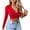 Red, variant on Women's Long Sleeve Quarter Zip Crop Top Lined V Neck Fitted Sexy Cropped Shirt Soft Comfortable Stylish Casual Tee