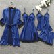 thumbnail image 4 of Conjunto de pijama de satén para mujer, ropa de dormir de seda con correa de encaje, con almohadillas para el pecho, regalo, 4 piezas, 2023, 4 of 4