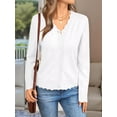 thumbnail image 3 of Women Cardigan Sweaters Long Sleeve Casual Light-Weight Button Down V-Neck Fall Sweater White M, 3 of 8