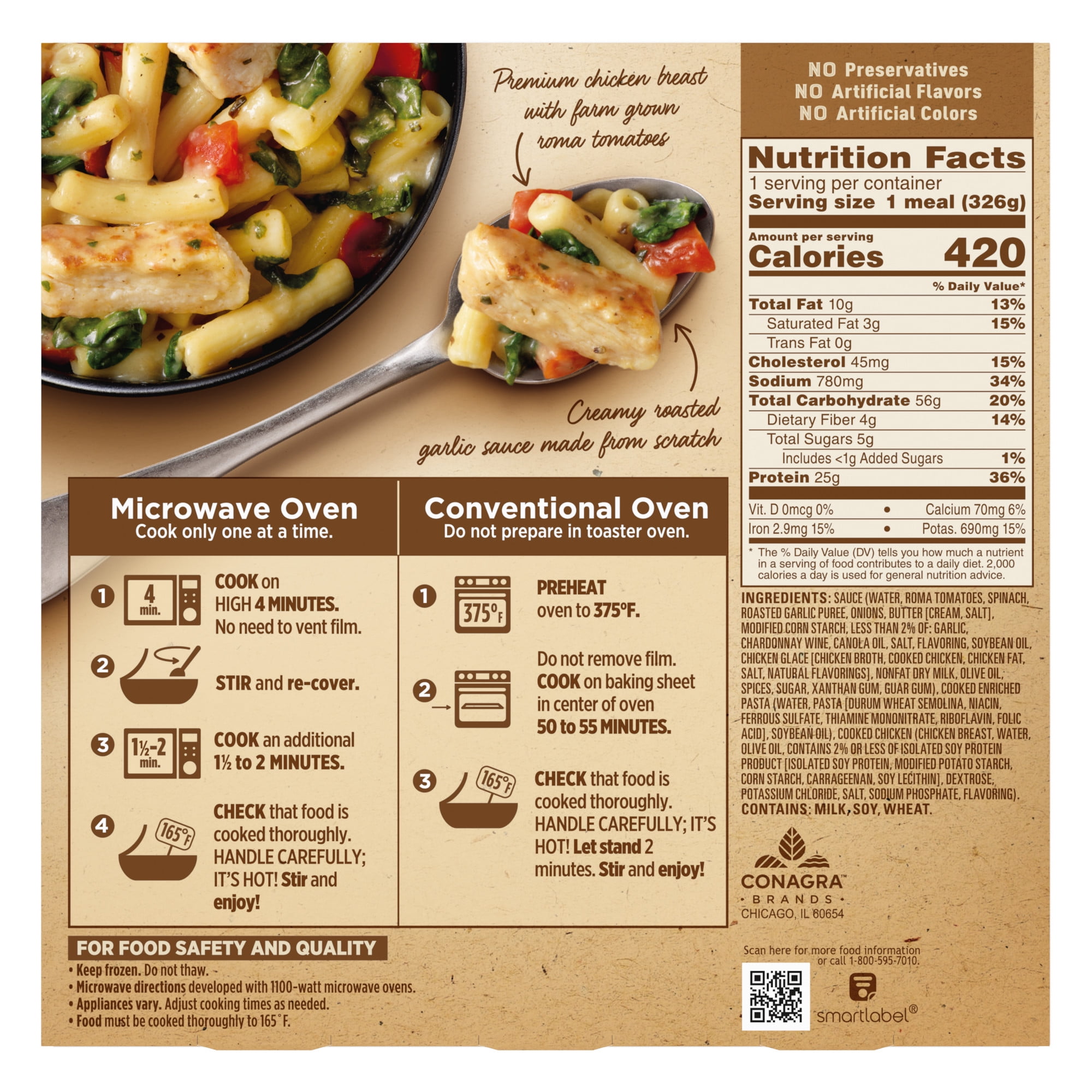 Marie Callender's Roasted Garlic Chicken, Frozen Meal, 11.5 oz. Bowl