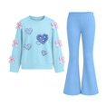 thumbnail image 2 of Mooqilaa Girls Outfit Sets, 2 Piece Long Sleeve Spring Fashion Girls Fall Clothing Sets Light Blue Size 7-8 T, 2 of 6