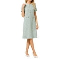 thumbnail image 2 of INSPIRE CHIC Women's Tweed Dress Button Decor Short Sleeve Elegant Work Sheath Dress L Blue Green, 2 of 4