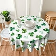 thumbnail image 6 of St.Patrick''s Day Tablecloth 60 Inch Round, Green Shamrock Table Cloth, Watercolor Clover Floral Tablecloths Polyester Fabric Farmhouse Decorative for Spring Home Kitchen Dining Party, 6 of 6