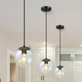 thumbnail image 2 of Neva 60 Watt 1-Light Matte Black Globe Pendant Light with Clear Iridescent Glass Shade, 2 of 11